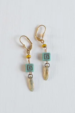Women Lazybones Aqua Key Earrings
