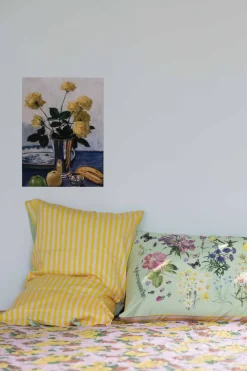 Women Lazybones Art Print Yellow Roses