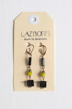 Women Lazybones Black Key Earrings