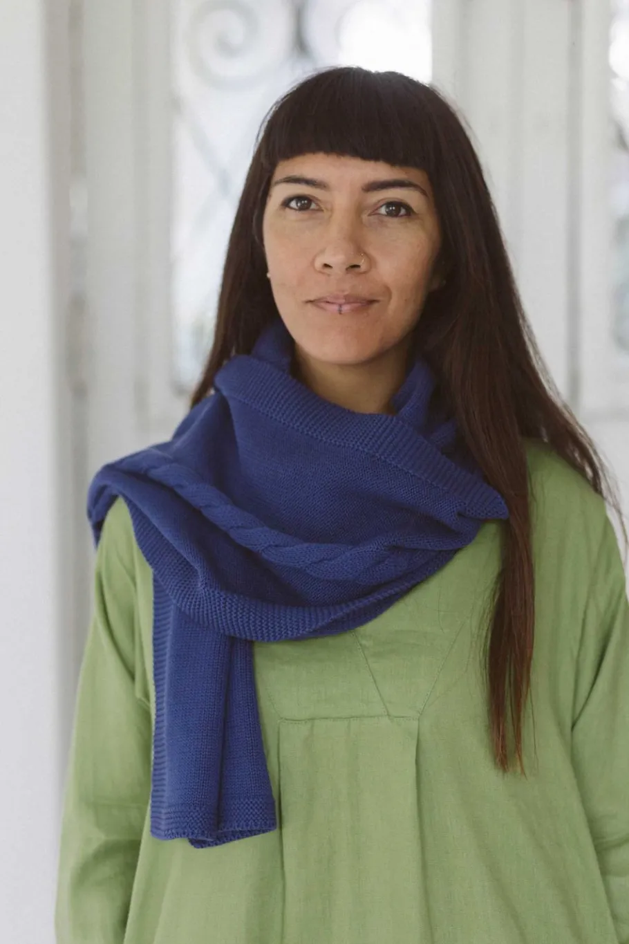 Women Lazybones Cable Scarf Indigo *Organic Cotton