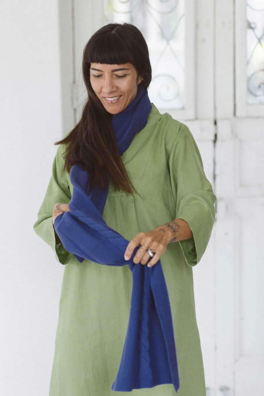Women Lazybones Cable Scarf Indigo *Organic Cotton