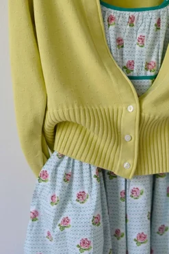 Women Lazybones Carly Cardigan In Muted Lime *Organic Cotton
