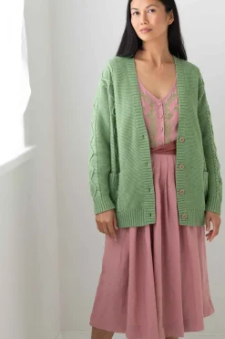 Women Lazybones Charli Cardigan Cottage Green *Organic Cotton