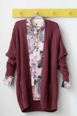 Women Lazybones Charli Cardigan Mulberry *Organic Cotton