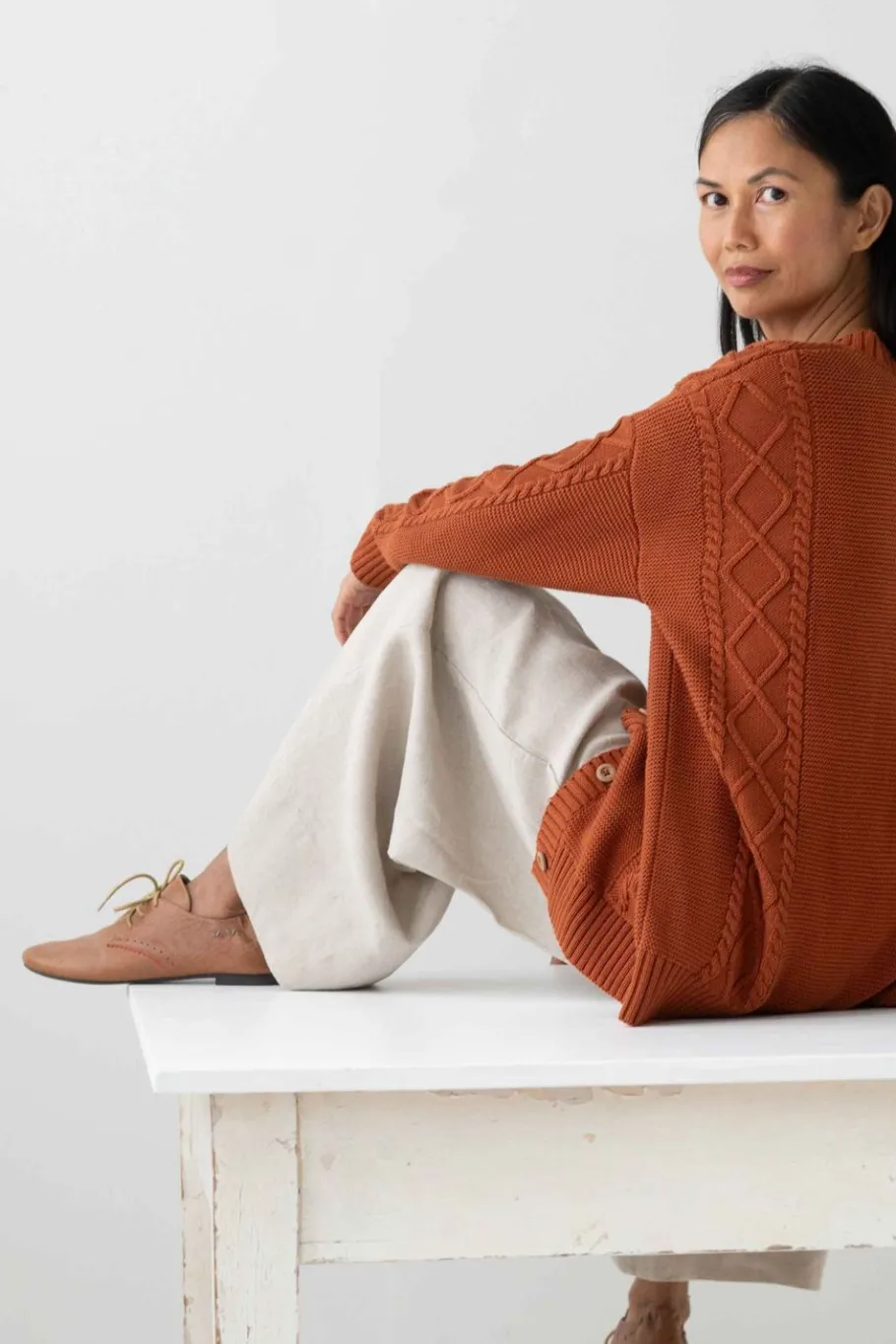 Women Lazybones Charli Cardigan Rust
