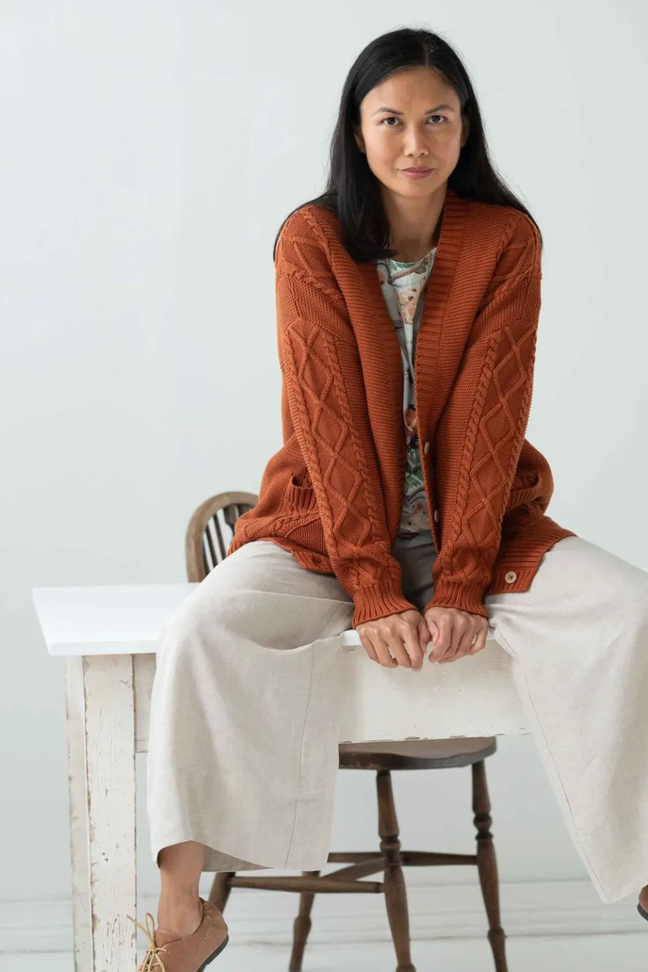 Women Lazybones Charli Cardigan Rust