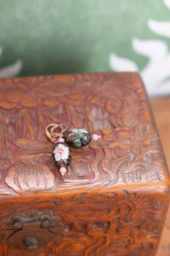 Women Lazybones Cloisonne Earrings