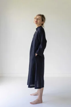 Women Lazybones Emma Linen Dress In Dark Navy