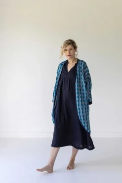 Women Lazybones Emma Linen Dress In Dark Navy