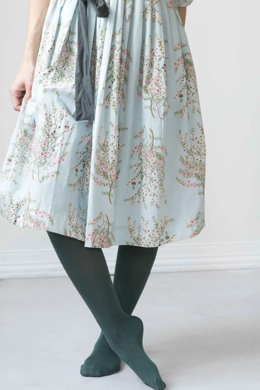 Women Lazybones Fleur Teal Cotton Tights