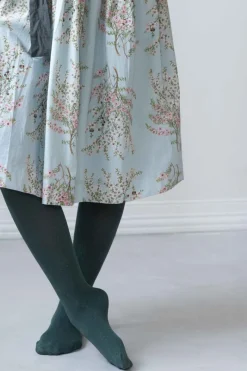 Women Lazybones Fleur Teal Cotton Tights