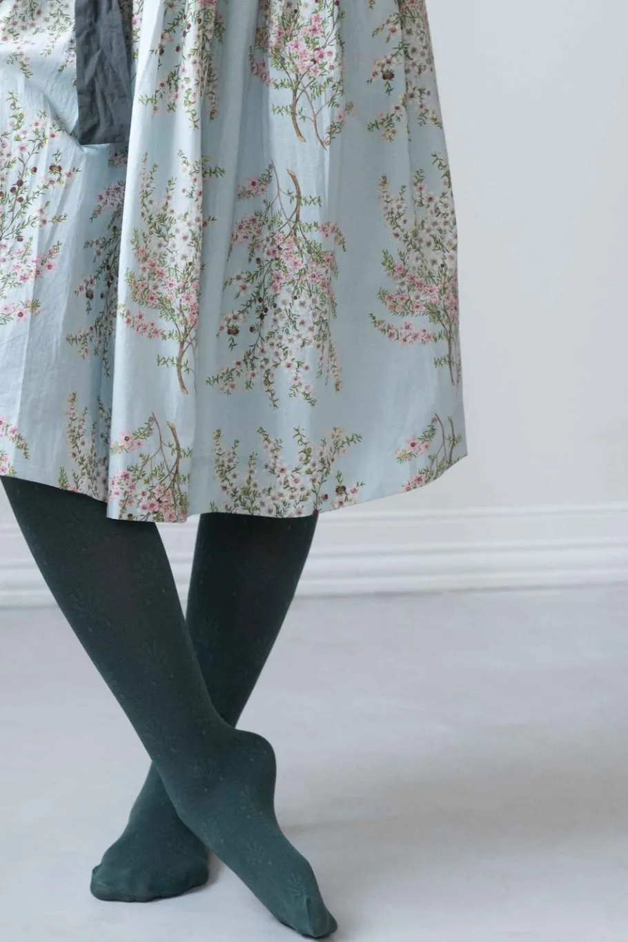 Women Lazybones Fleur Teal Cotton Tights