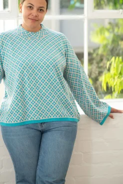 Women Lazybones Freda Jumper In Checker *Organic Cotton