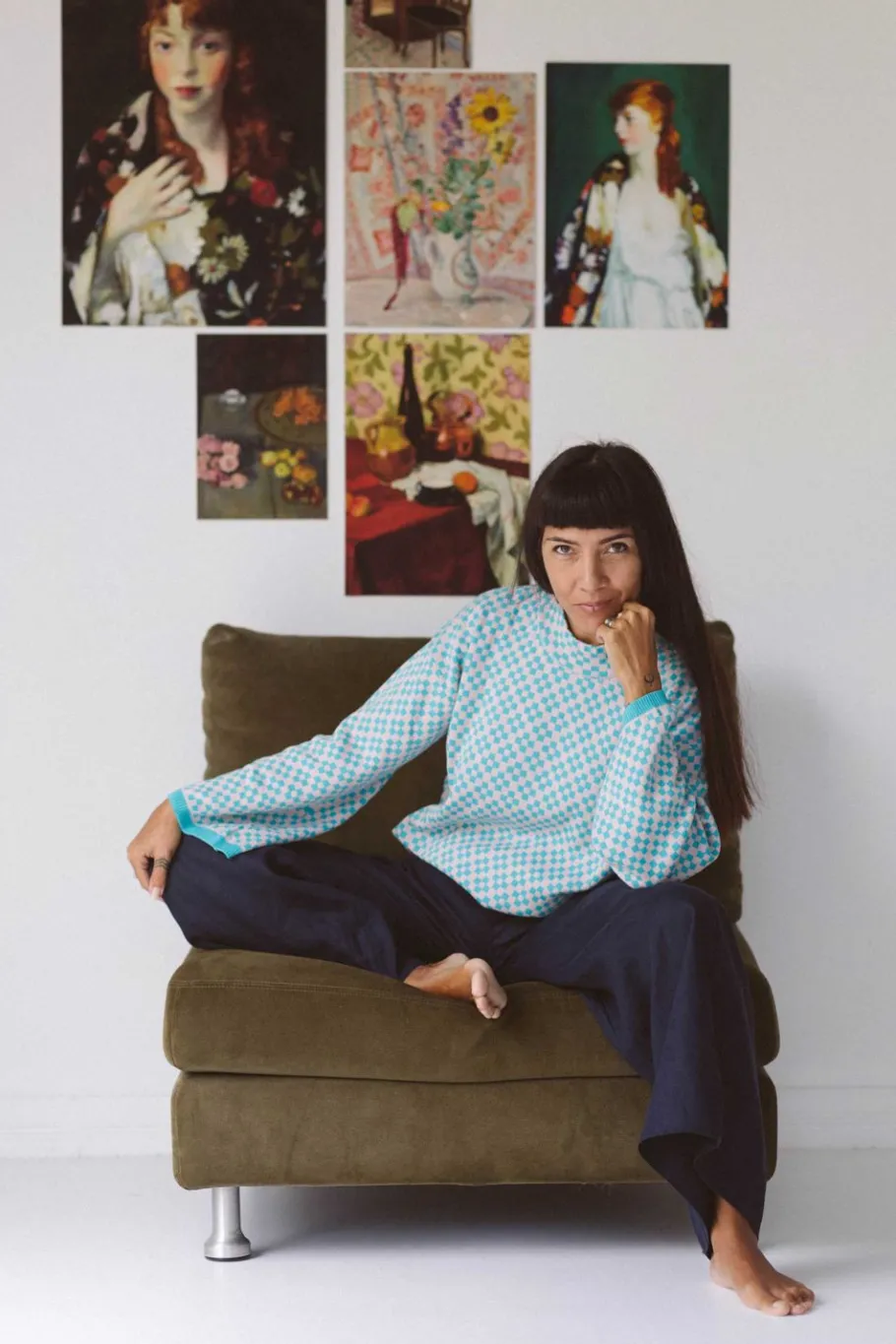 Women Lazybones Freda Jumper In Checker *Organic Cotton