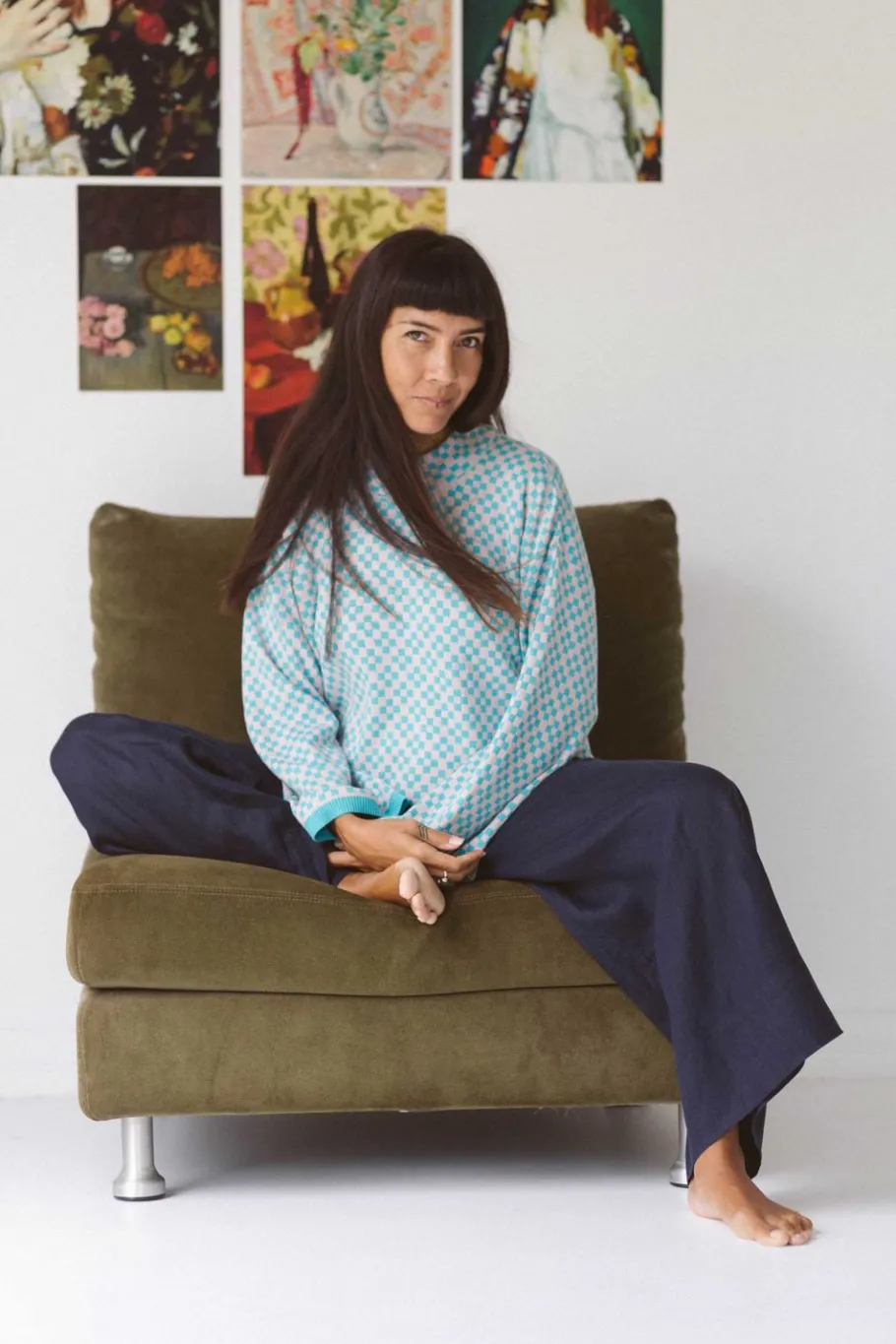Women Lazybones Freda Jumper In Checker *Organic Cotton