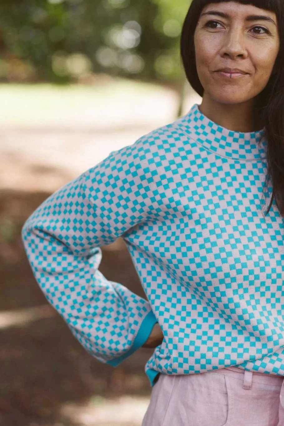 Women Lazybones Freda Jumper In Checker *Organic Cotton