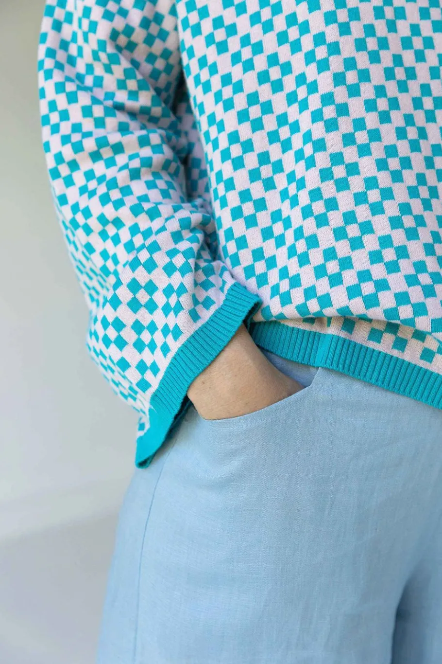 Women Lazybones Freda Jumper In Checker *Organic Cotton