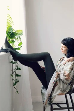 Women Lazybones Luxe Green Wool Tights