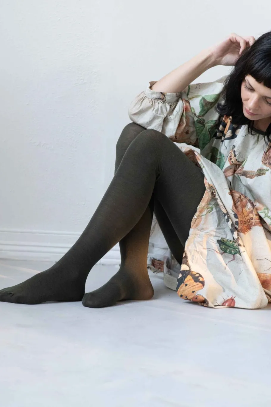 Women Lazybones Luxe Green Wool Tights