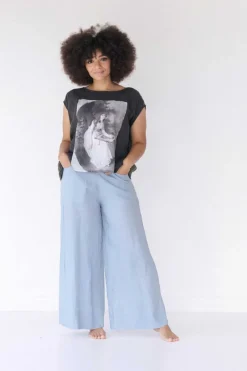Women Lazybones Ollie Linen Pant In Sky
