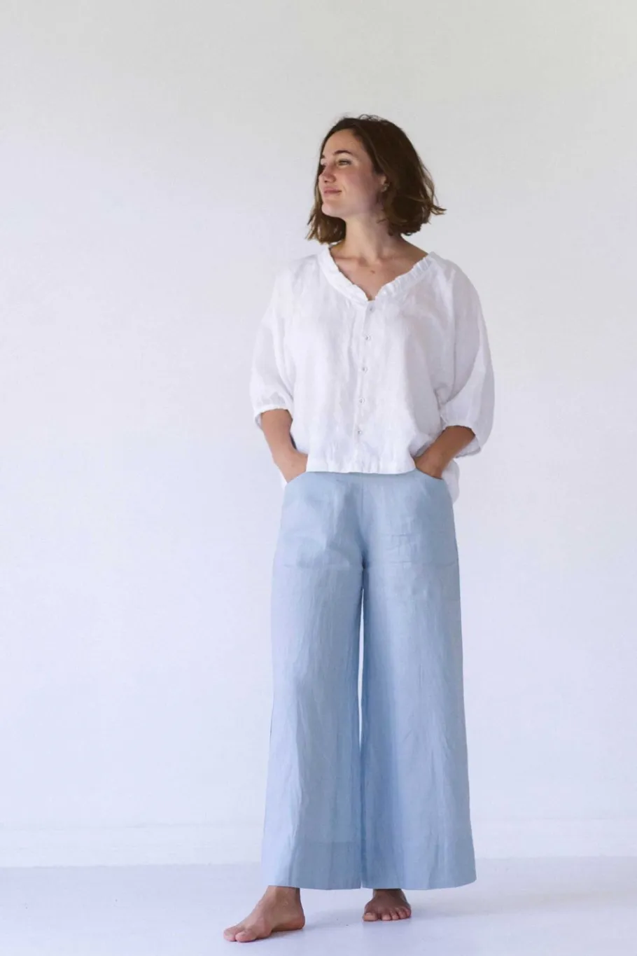 Women Lazybones Ollie Linen Pant In Sky