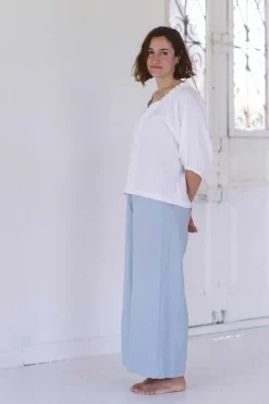 Women Lazybones Ollie Linen Pant In Sky