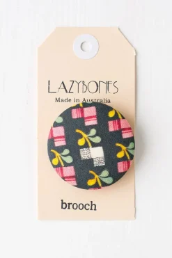 Women Lazybones Painted Floral Brooch