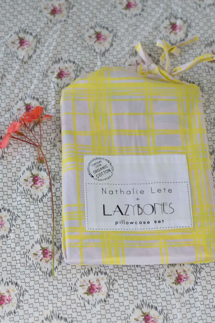 Women Lazybones Rainbow Floral Pink Pillowcase Set *Organic Cotton