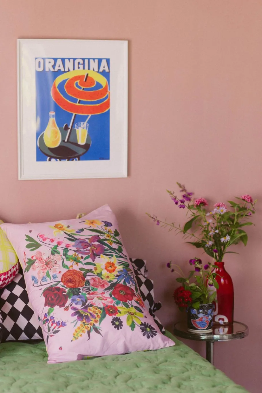 Women Lazybones Rainbow Floral Pink Pillowcase Set *Organic Cotton