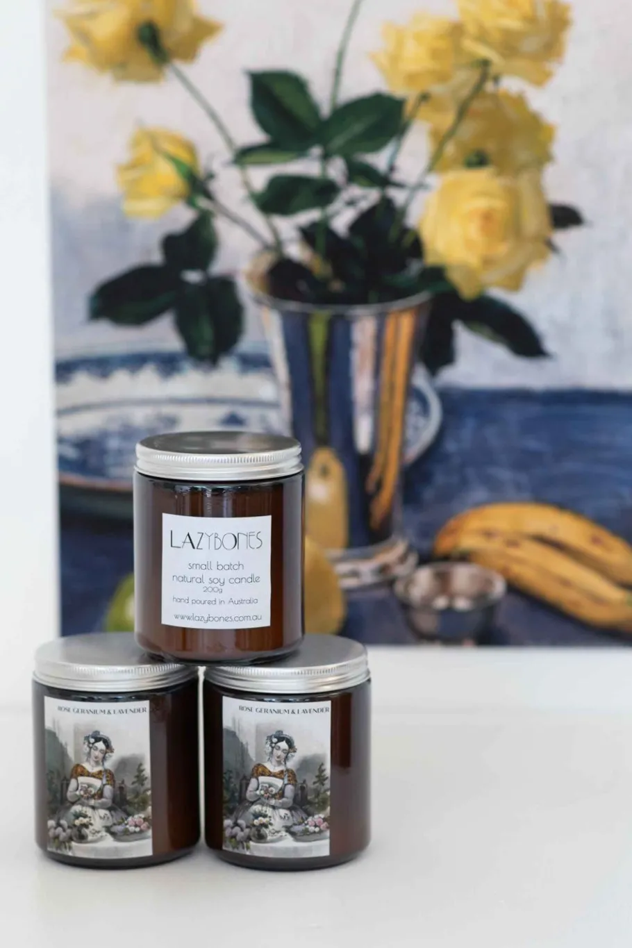 Women Lazybones Rose Geranium & Lavender Soy Candle