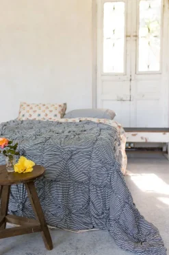 Women Lazybones Rosette Quilt In Charcoal Stripe *Organic Cotton