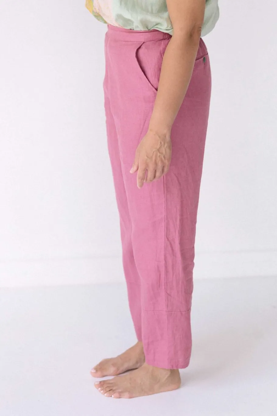 Women Lazybones Sara Linen Pant In Rose