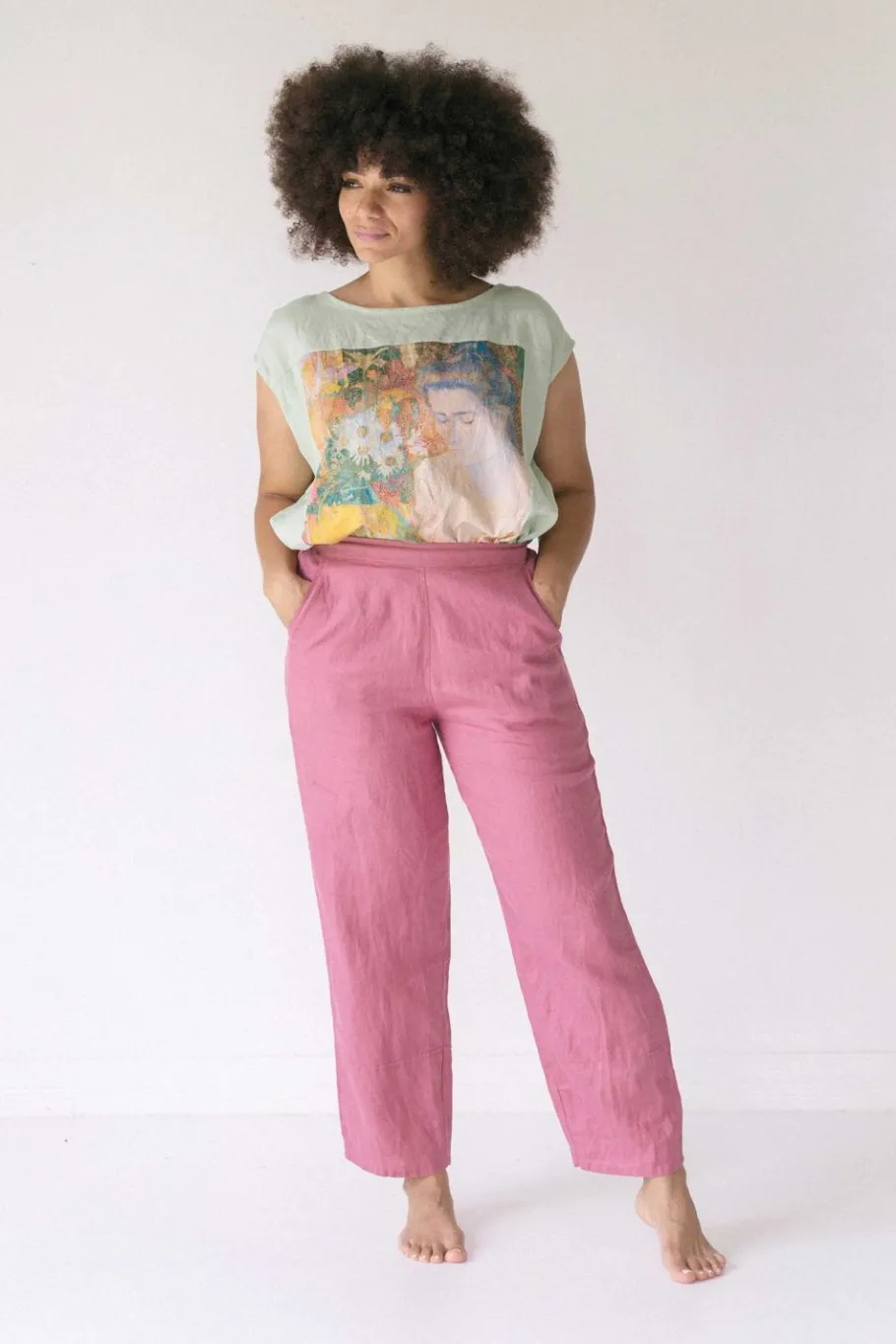 Women Lazybones Sara Linen Pant In Rose