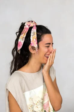 Women Lazybones Scrunchie With Scarf In Peony