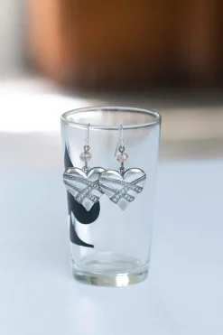 Women Lazybones Silver Hearts Earrings