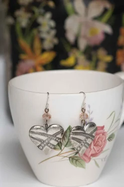 Women Lazybones Silver Hearts Earrings
