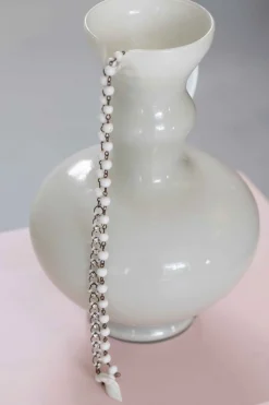 Women Lazybones Vintage Milk Glass Necklace